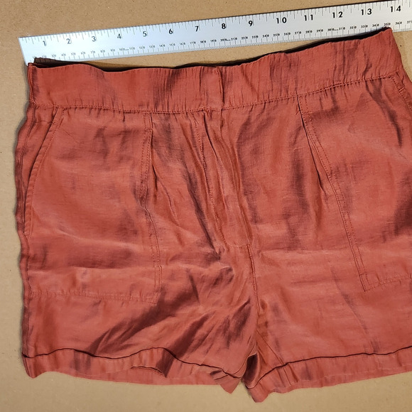 Zara Small $55 Pumpkin Satin Lyocell High Waist Shorts Autumn Goddess - Picture 7 of 11